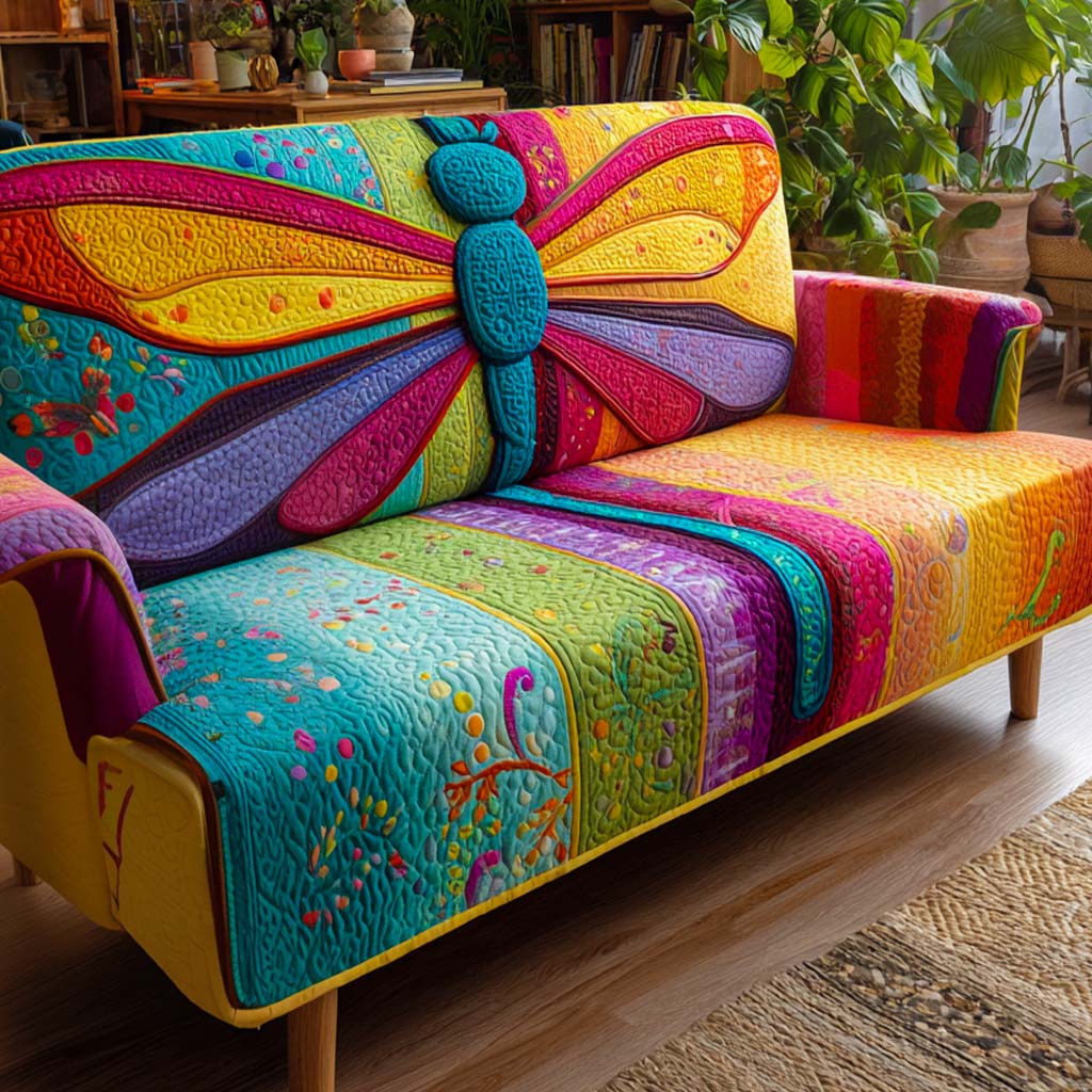 Quilted Sofa Cover Dragonfly