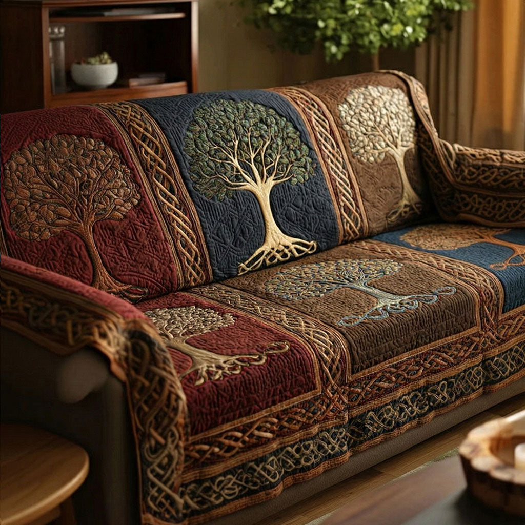 Quilted sofa cover with tree of life NCU0VT368