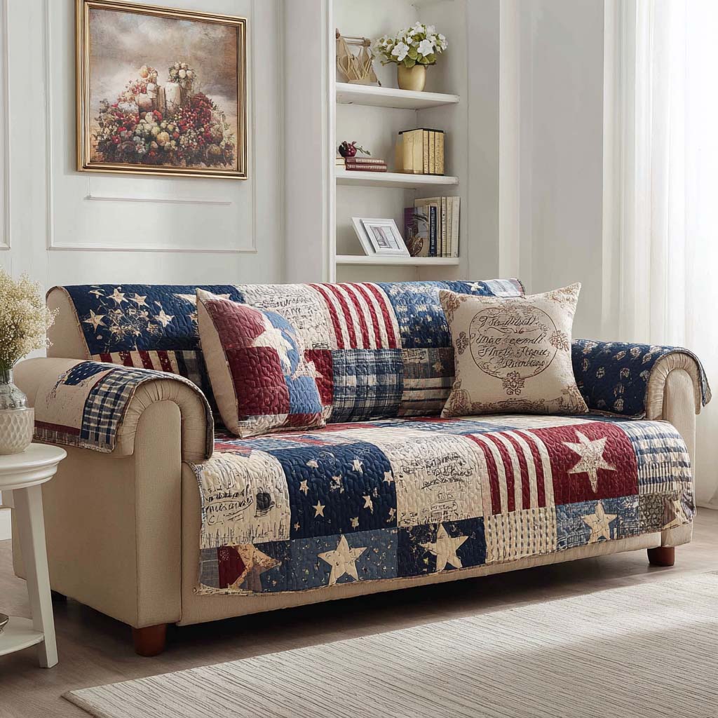 Quilted Sofa Cover American Country Style