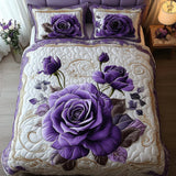 Quilted Bedspread Set - Pink Purple