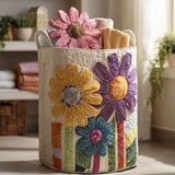 Quilted laundry basket with vintage flowers NCU0PTT832