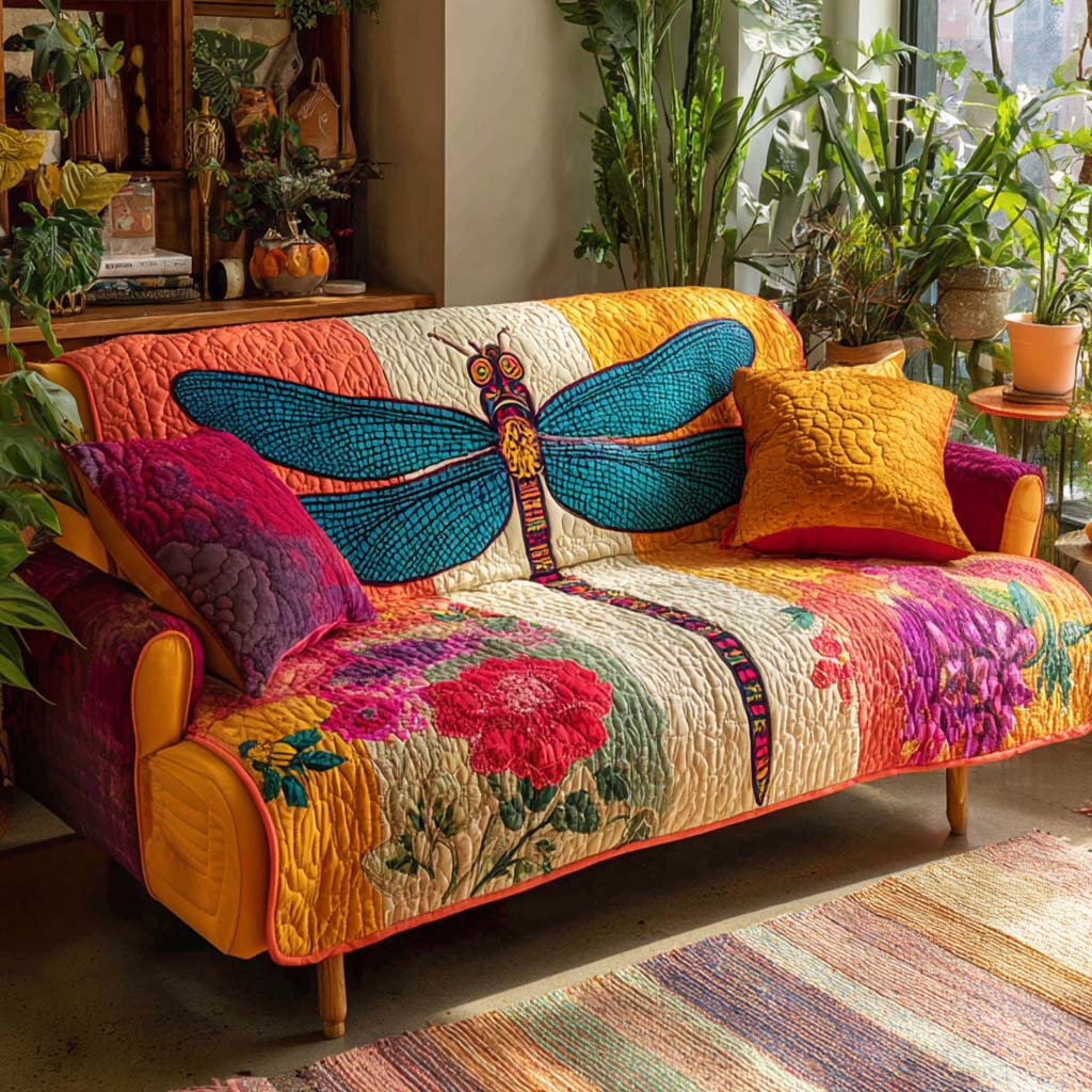 Quilted Sofa Cover Dragonfly
