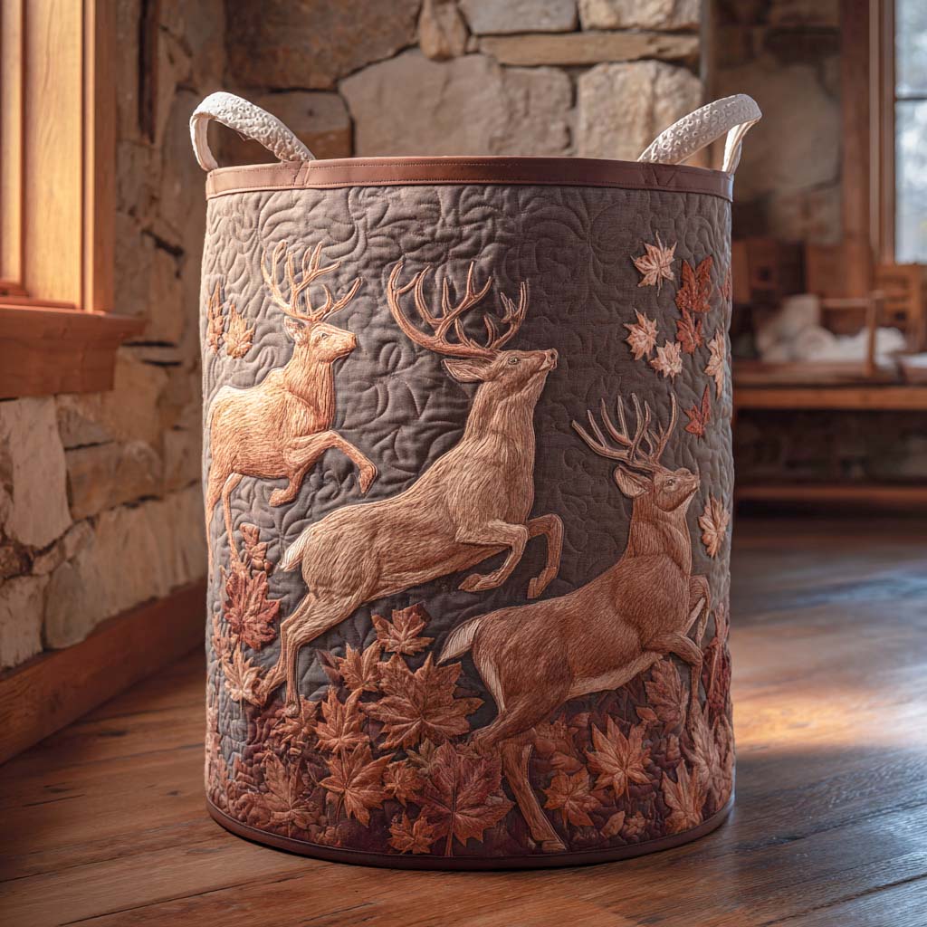 Quilted Laundry Basket — Deer