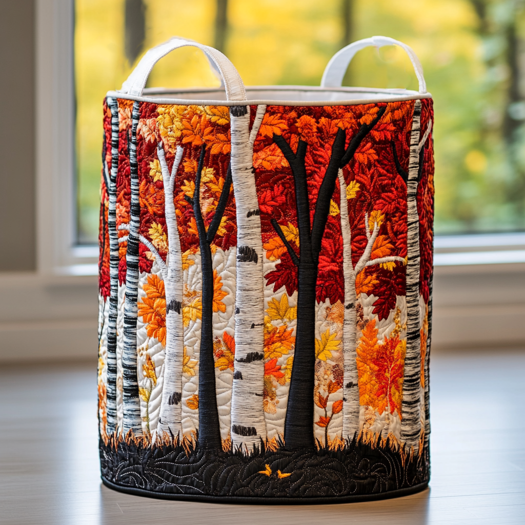 Quilted Laundry Basket with Forest Landscape NCU0QN056