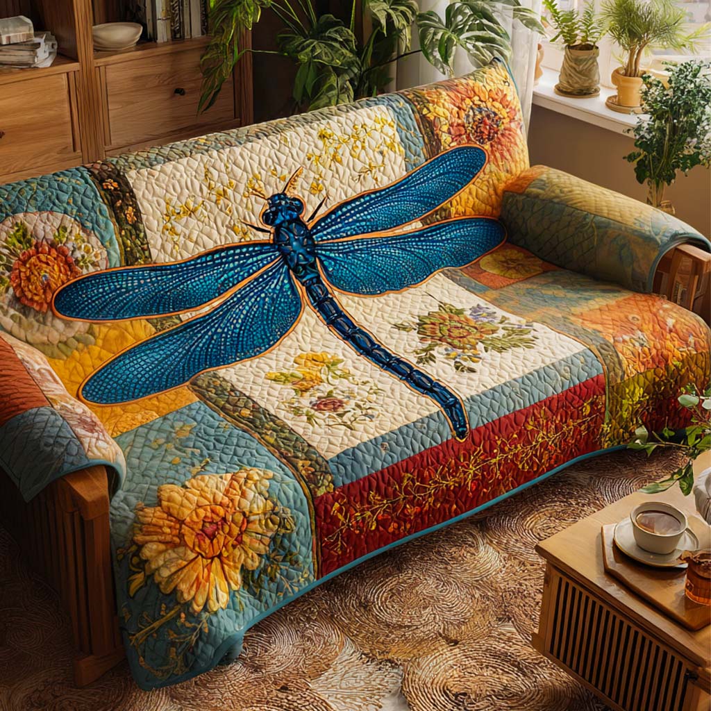 Quilted Sofa Cover Dragonfly