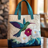 Quilted Floral Bag with Hummingbird and White Flower – Two Sizes