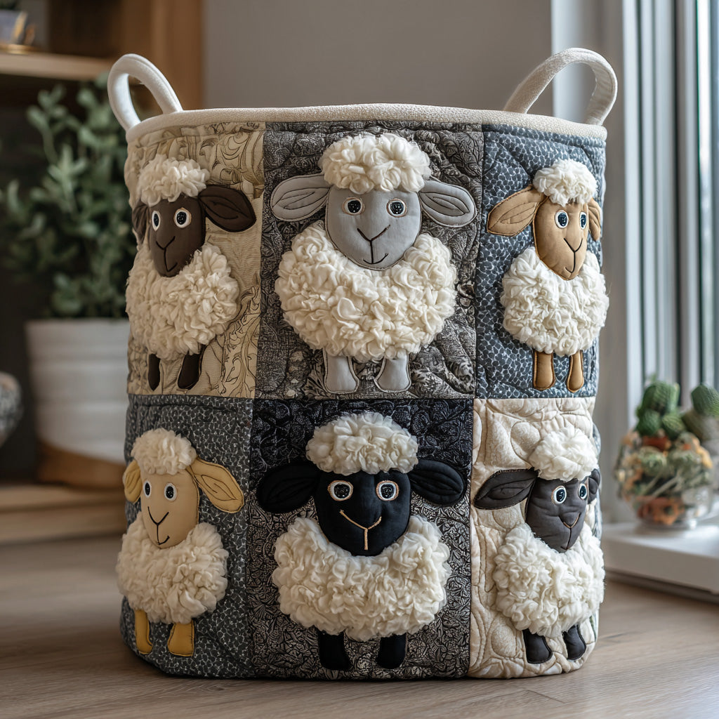 Quilted Laundry Basket — Sheep Shape
