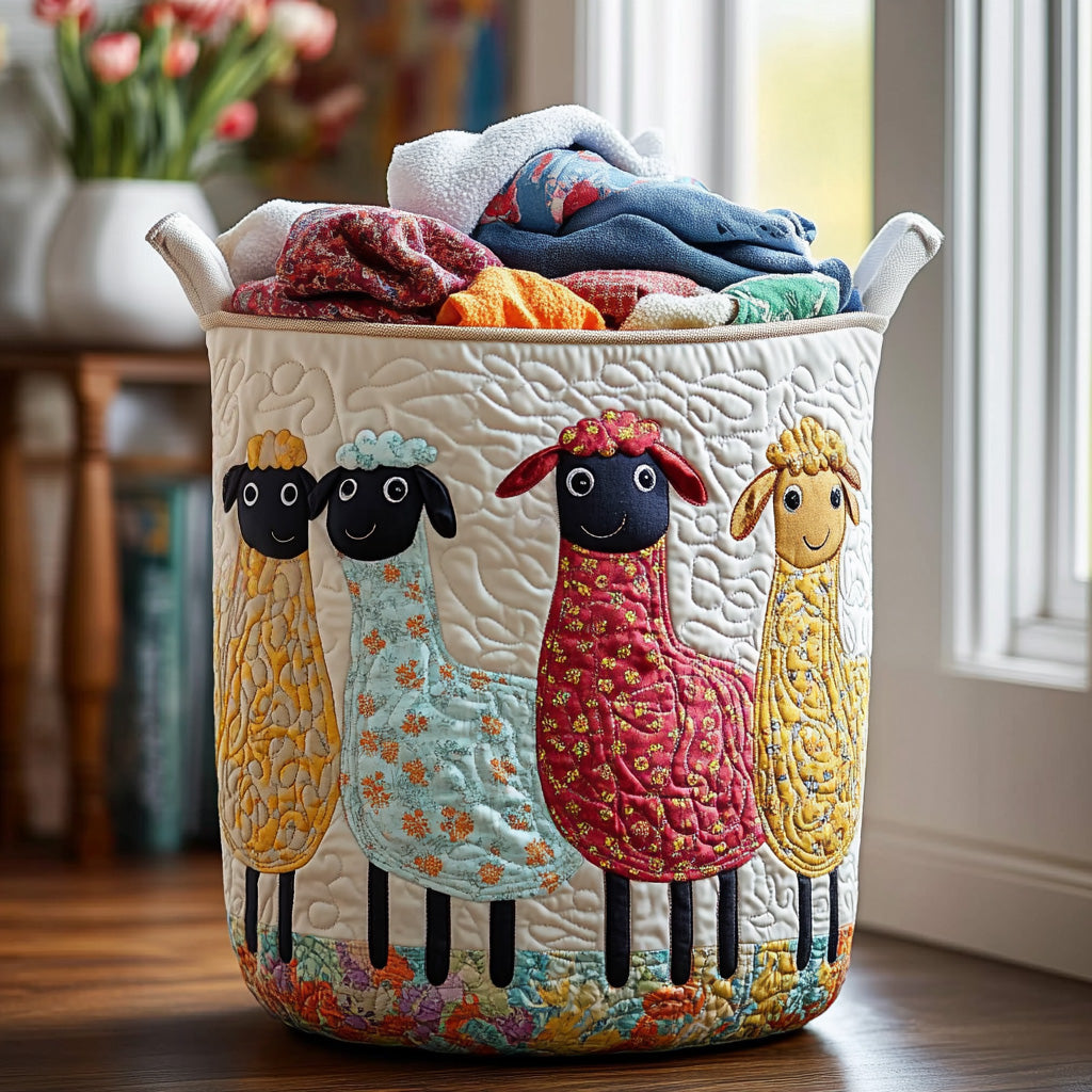Quilted Laundry Basket — Sheep Shape