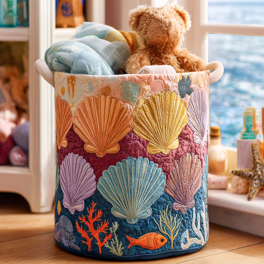 Quilted Laundry Basket — Ocean