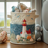 Quilted laundry basket with lighthouse by the sea NCU0NNT1235