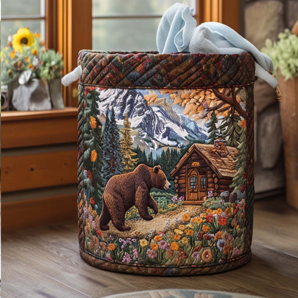 Quilted Laundry Basket with Bear NCU0QN011