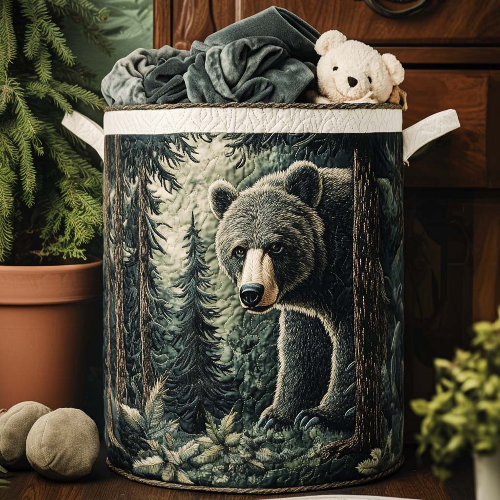 Quilted Laundry Basket with Bear NCU0QN011