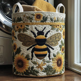 Quilted laundry basket with bees and flowers NCU0TH2998