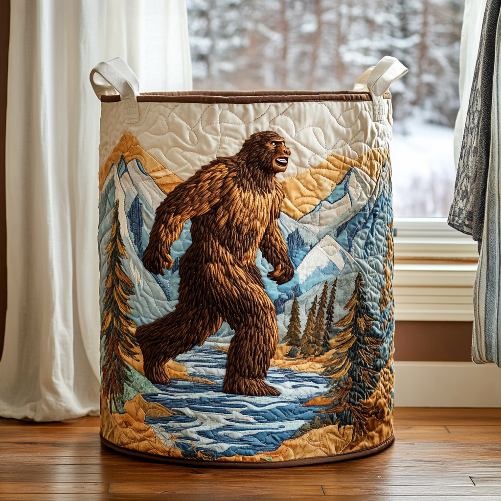 Quilted Laundry Basket with Forest Landscape NCU0QN056