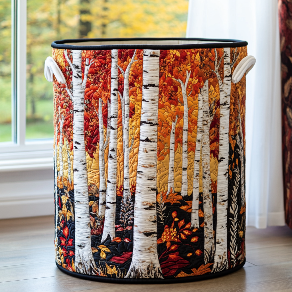 Quilted Laundry Basket with Forest Landscape NCU0QN056