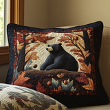 Quilted cushion cover with black bear and autumn atmosphere NCU0DV6346