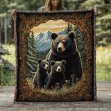 Black Bear Family Woven Blanket NCU0DV3912