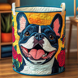 Quilted laundry basket with French Bulldog and flowers NCU0NXD546