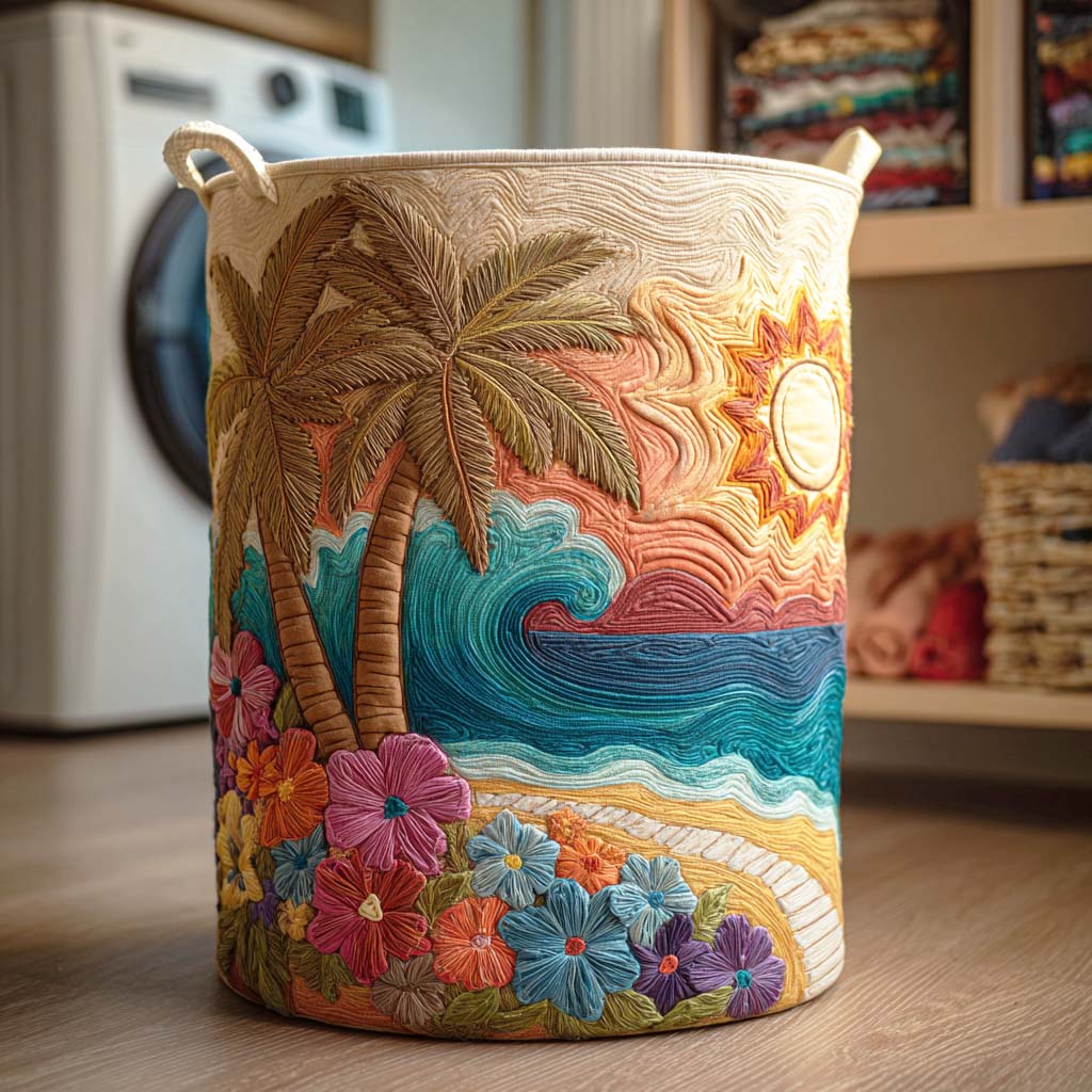 Quilted laundry basket with marine motif NCU0QN043