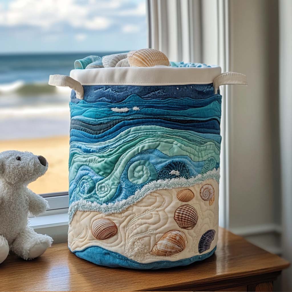 Quilted laundry basket with marine pattern NCU0QN008