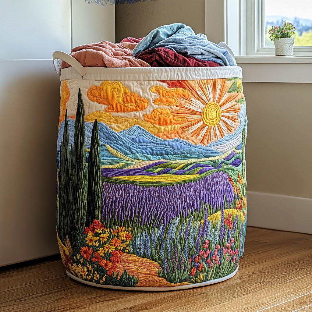 Quilted laundry basket with floral pattern NCU0QN025