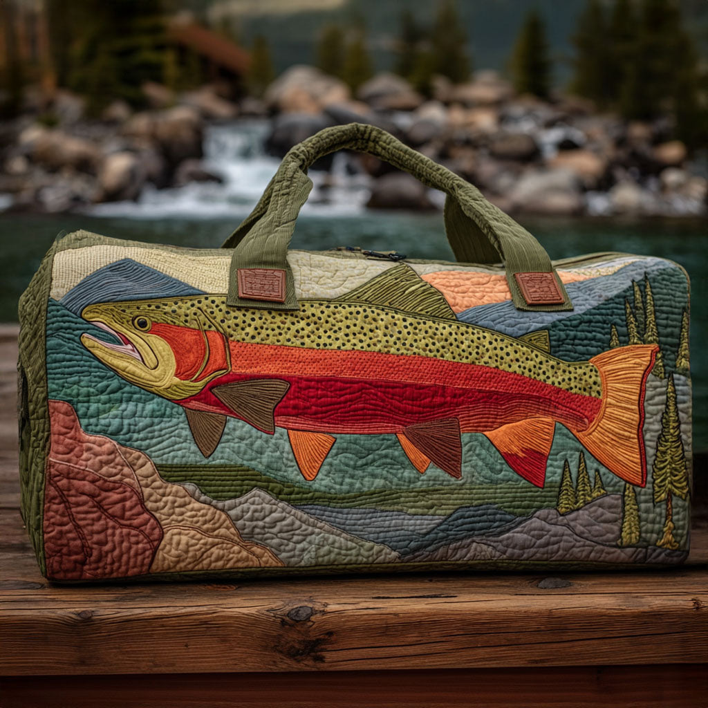 Quilted travel bag with fishing pattern NCU0VT259