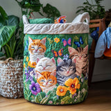 Quilted laundry basket with cosy cat NCU0NNT1325