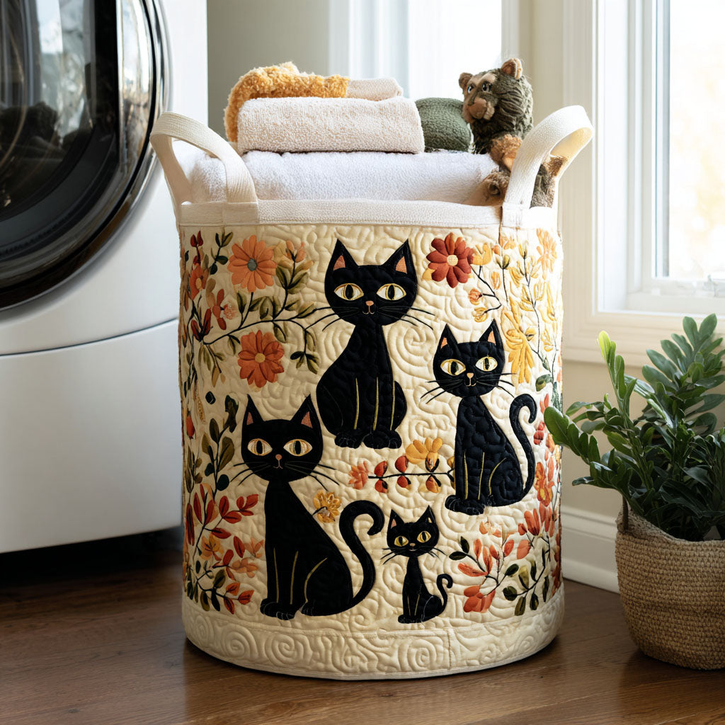 Quilted Cat-Shaped Laundry Basket NCU0QN019