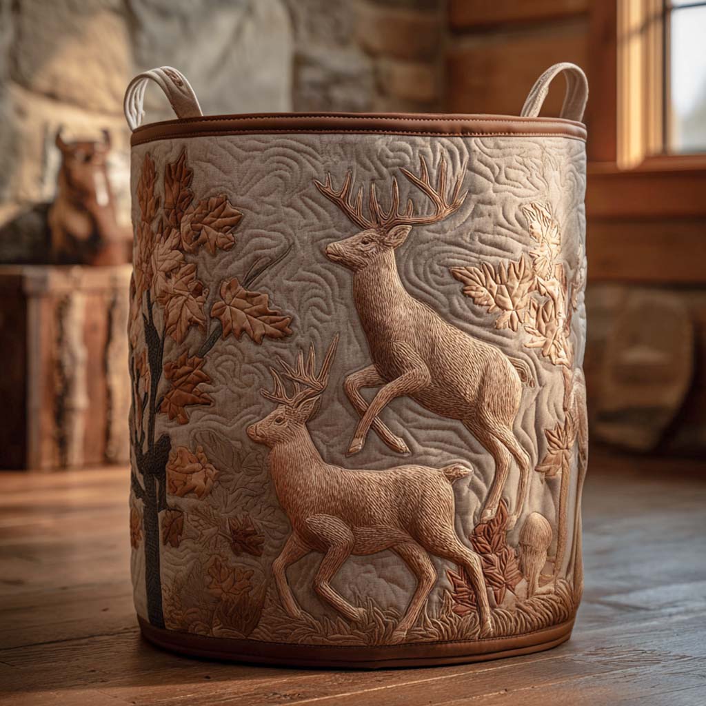 Quilted Laundry Basket — Deer