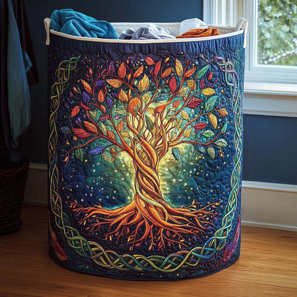 Quilted laundry basket with natural landscape NCU0QN023