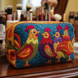 Quilted beauty case with a cute chicken