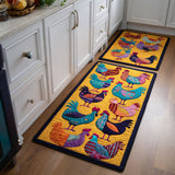 Non-slip kitchen rug with decorative chickens NCU0DK11798