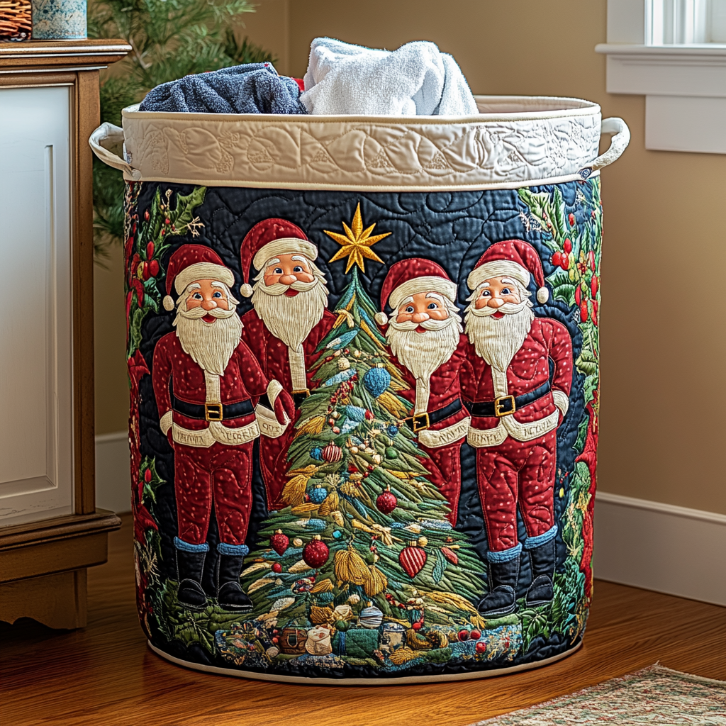 Quilted Laundry Basket — Santa Claus