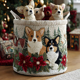 Quilted Laundry Basket — Christmas Corgi