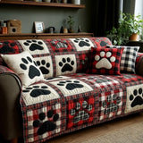 Quilted Sofa Cover with Paw Prints NCU0VT358