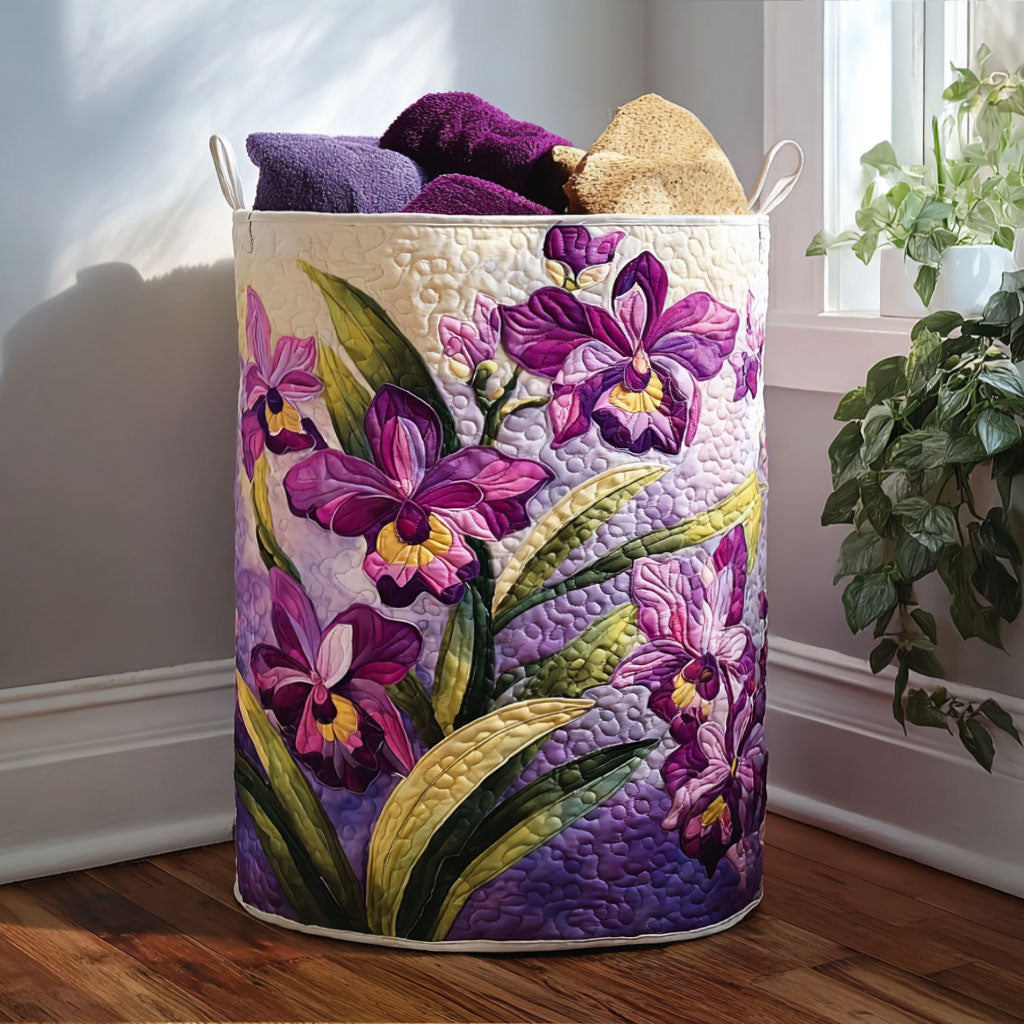 Quilted laundry basket with floral pattern NCU0QN006