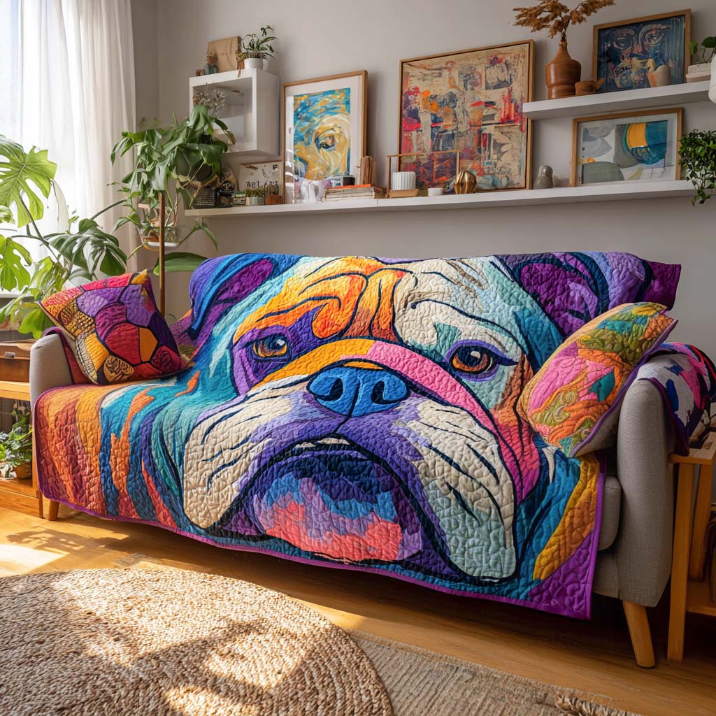 Quilted Sofa Cover with Bulldog NCU0VT321
