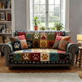 Quilted Sofa Cover with Paw Print NCU0TV871