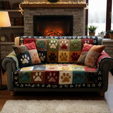 Quilted Sofa Cover with Paw Print NCU0TV871