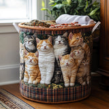 Quilted laundry basket with a cosy cat NCU0DV845