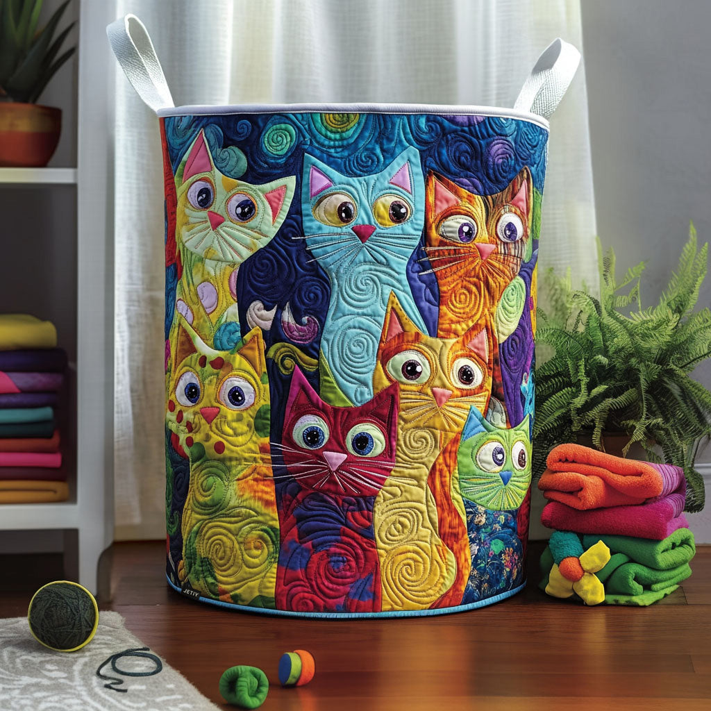 Quilted Cat-Shaped Laundry Basket NCU0QN031