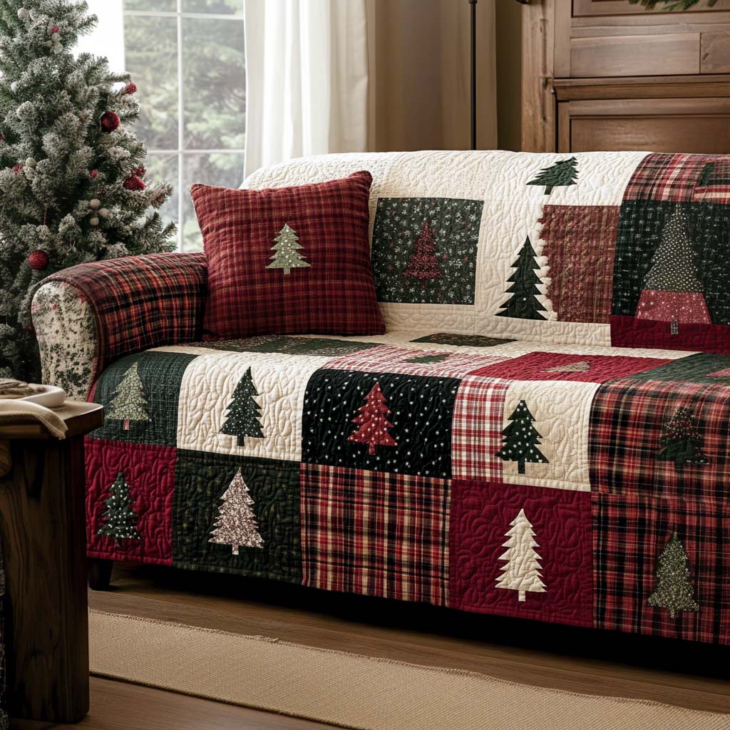 Quilted sofa cover with Christmas pattern NCU0VT301