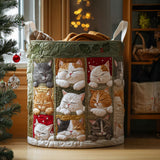 Quilted laundry basket with a cosy cat NCU0QN034