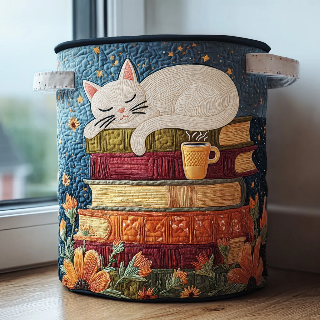 Quilted Cat-Shaped Laundry Basket NCU0QN041