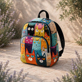 Vibrant Cat Collage Quilted Backpack LD17
