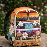 Quilted Ocean Turtle & Shell Backpack with Triple Zipper Closure - Model LD19