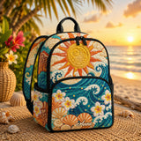 Custom Hawaiian Ocean Quilted Backpack LV02