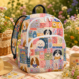 Custom Quilted Backpack with Flower & Dog Design - LV16