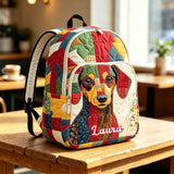 Personalized Dachshund Patchwork Quilted Backpack TP32