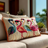 Quilted cushion cover with dancing flamingo NCU0PT8488